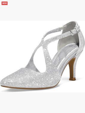 Women's Closed Toe Stiletto Heels Cross Strap Pumps Wedding Party Shoes